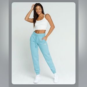 CHAMPION Women’s Reverse Weave Light Blue Fleece Lined Jogger Sweatpants NWOT